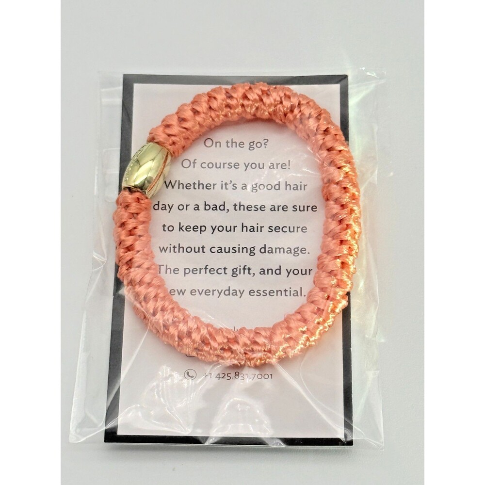 L Erickson Grab & Go Pony Hair Tie Elastic Peach Gold Brand New